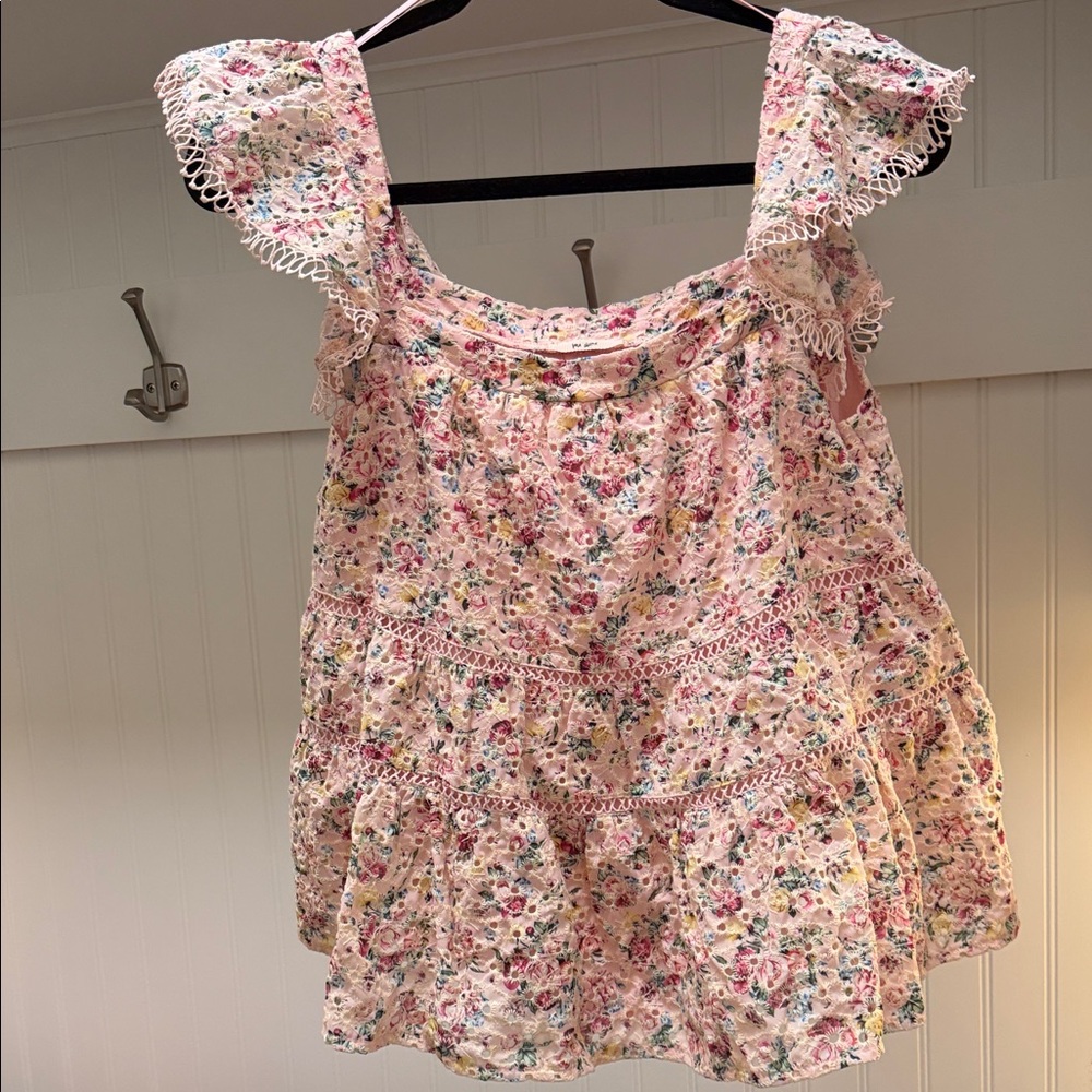 Miami Pink Floral Lace Blouse
